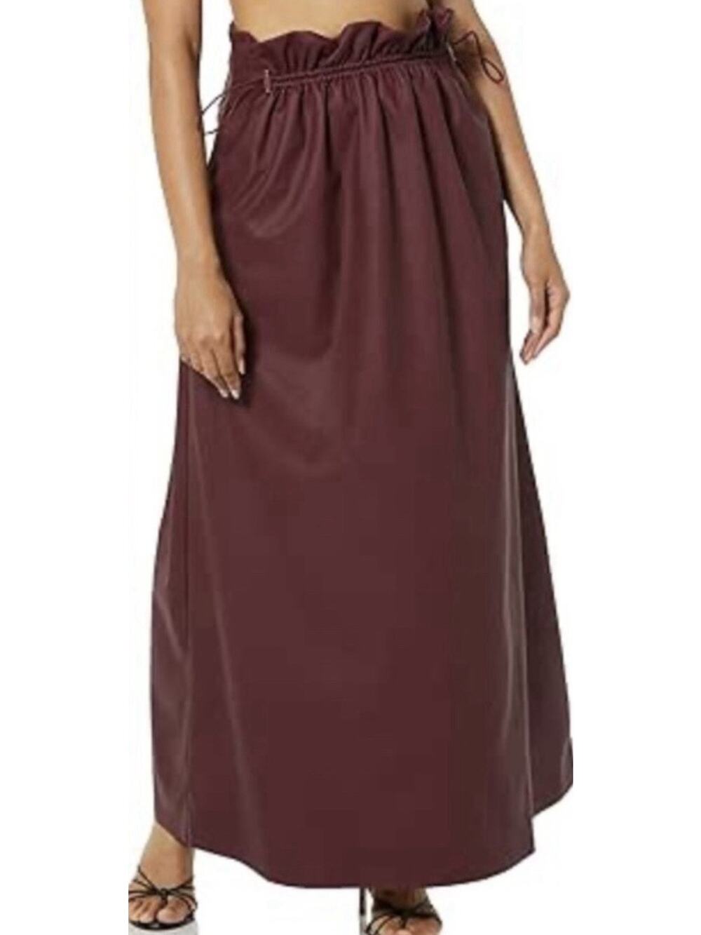 Terea by Andrea Pitter Women's Dark Cherry Faux Leather Maxi Skirt Size 3X NWT